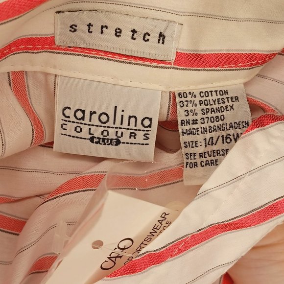 Cato Carolina Colours White And Pink Striped Top Size 14/16W NWT - Picture 5 of 5